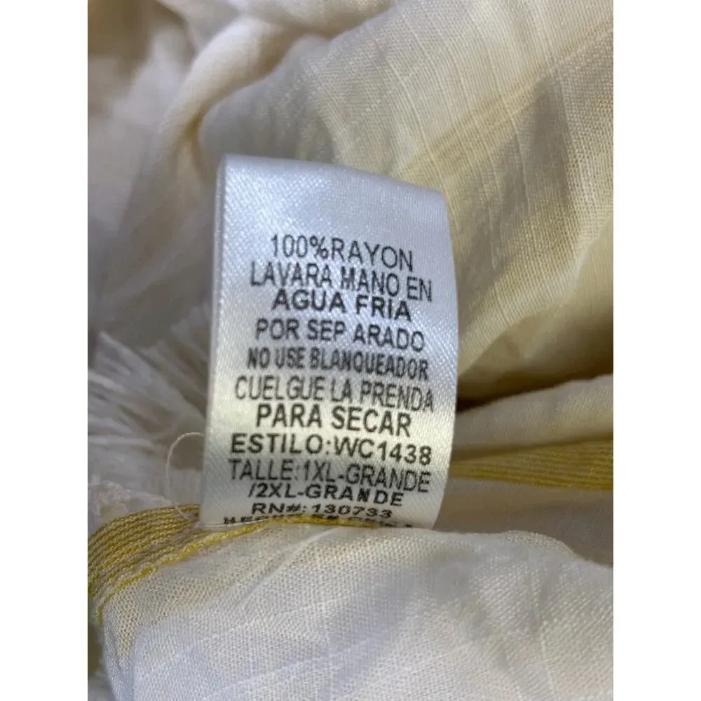 Umgee Fringed Shawl Wrap Womens Size 1XL/2XL White Yellow Striped Boho Casual